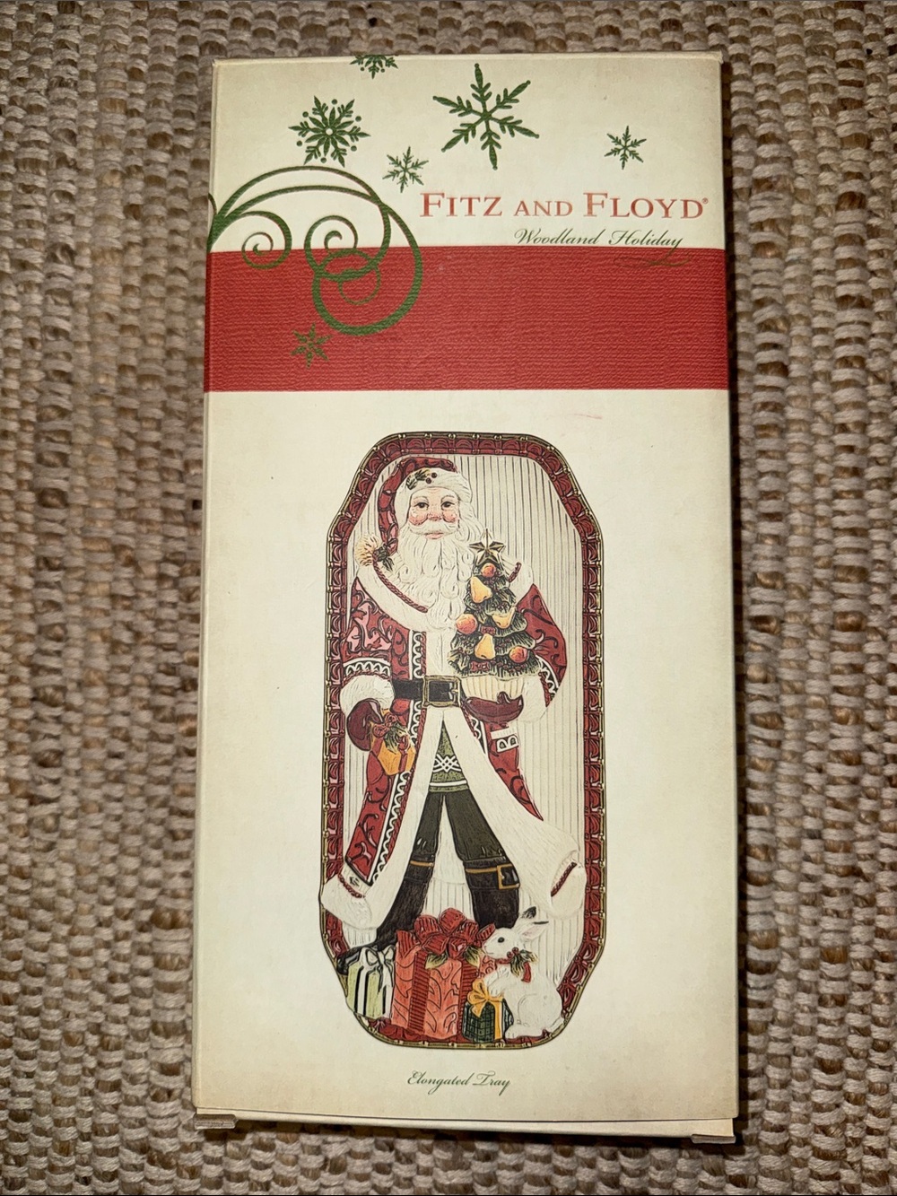 Fitz and Floyd Holiday Santa Book-Style Tray in Red, Cream, Green
